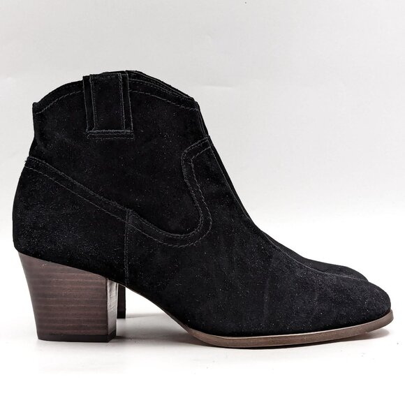 Zodiac Women Kela Western Cowboy Black Suede Ankle Boots size 10 - Picture 9 of 11